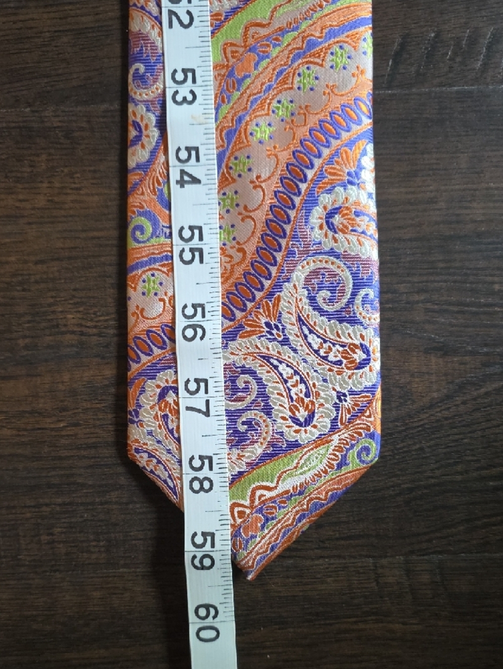 Gianfranco Paisley Silk Tie in Purple and Orange - Picture 6 of 8